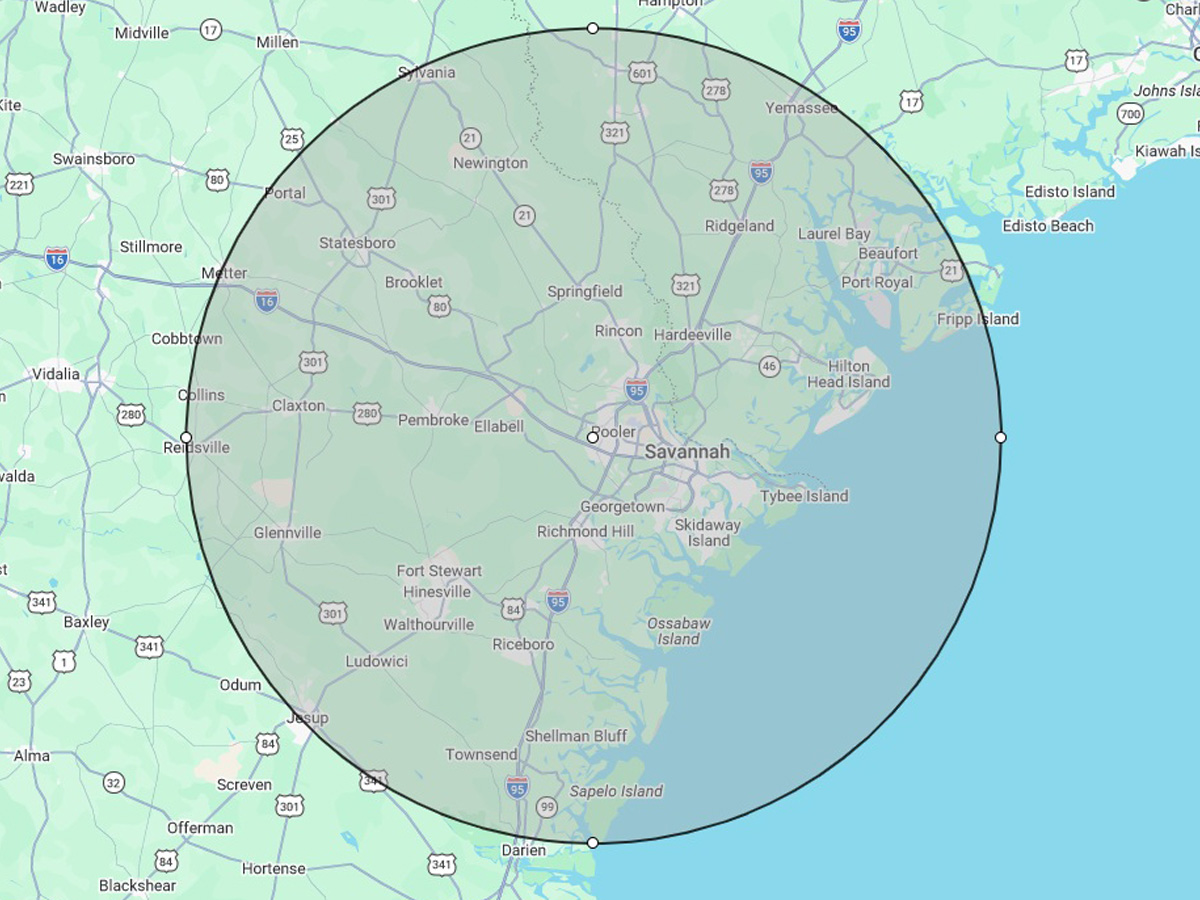 Putts Plumbing Services Coastal Empire Service Area Map